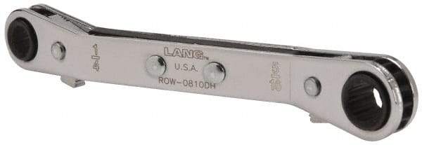 Lang - 1/4" x 5/16" 12 Point Reversible Ratcheting Offset Box Wrench - Double End, 4-1/4" OAL, Steel, 25° Offset - Industrial Tool & Supply