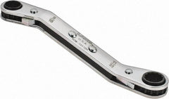 Lang - 5/16" x 11/32" 12 Point Reversible Ratcheting Offset Box Wrench - Double End, 4-1/4" OAL, Steel, 25° Offset - Industrial Tool & Supply