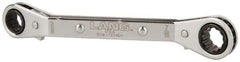Lang - 3/8" x 7/16" 12 Point Reversible Ratcheting Offset Box Wrench - Double End, 5-7/16" OAL, Steel, 25° Offset - Industrial Tool & Supply