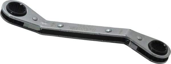 Lang - 1/2" x 9/16" 12 Point Reversible Ratcheting Offset Box Wrench - Double End, 6-3/4" OAL, Steel, 25° Offset - Industrial Tool & Supply