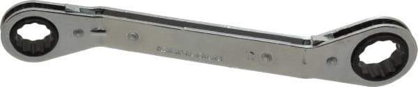 Lang - 5/8" x 3/4" 12 Point Reversible Ratcheting Offset Box Wrench - Double End, 8" OAL, Steel, 25° Offset - Industrial Tool & Supply