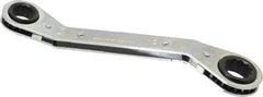 Lang - 15mm x 17mm 12 Point Reversible Ratcheting Offset Box Wrench - 8" OAL, Steel, 25° Offset - Industrial Tool & Supply