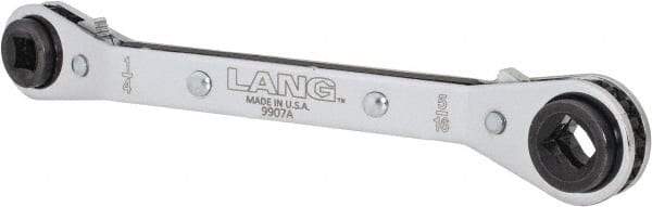 Lang - 1/4" & 3/16" Sq x 9/16" & 1/2" Hex 6 Point 4 in 1 Reversible Ratcheting Offset Box Wrench - Steel - Industrial Tool & Supply