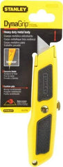 Stanley - Retractable Utility Knife - Plastic with Rubber Grip Handle, 3 Blades Included - Industrial Tool & Supply