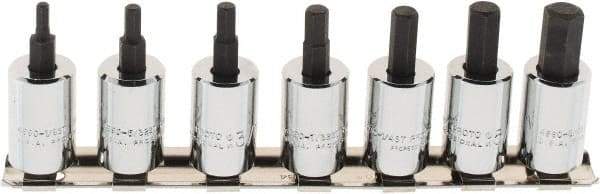 Proto - 7 Piece 3/8" Drive Inch Hex Bit Socket Set - 1/8 to 3/8" Hex - Industrial Tool & Supply