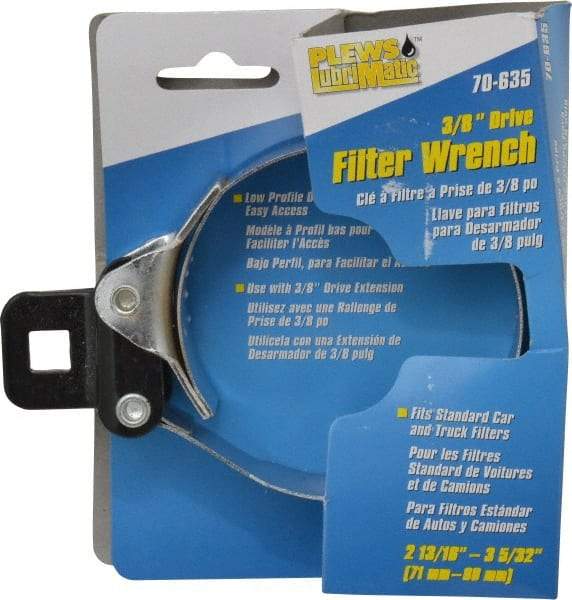 Plews - 2-13/16 to 3-5/32" Diam, Small Ratchet Oil Filter Wrench - Steel, For Use with Filters from 2-13/16 to 3-5/32" - Industrial Tool & Supply