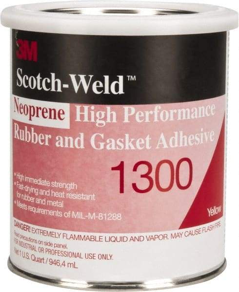 3M - 32 oz Can Yellow Butyl Rubber Gasket Sealant - 300°F Max Operating Temp, 4 min Tack Free Dry Time, Series 1300 - Industrial Tool & Supply