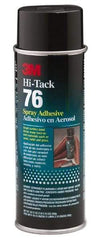 3M - 24 oz Aerosol Clear Spray Adhesive - High Tack, 160°F Heat Resistance, 28 Sq Ft Coverage, High Strength Bond, 10 min Max Bonding Time, Flammable, Series High-Tack 76 - Industrial Tool & Supply