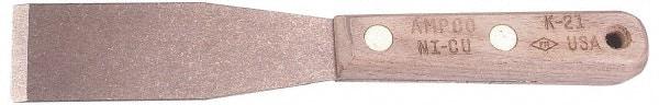 Ampco - 1-1/4" Wide Nickel Copper Putty Knife - Stiff, Wood Handle, 7-3/4" OAL - Industrial Tool & Supply