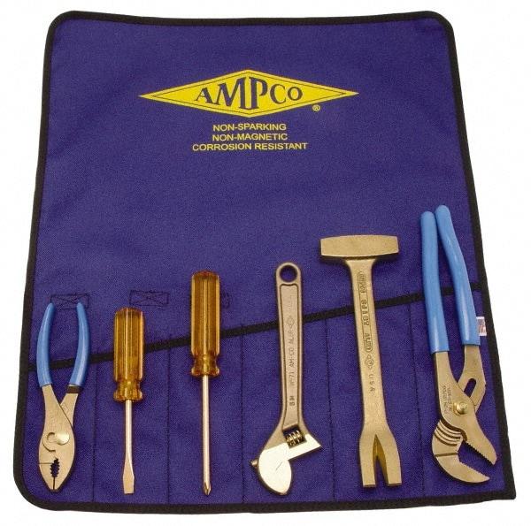 Ampco - 6 Piece Nonsparking Tool Set - Comes in Tool Roll - Industrial Tool & Supply