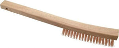 Ampco - 4 Rows x 19 Columns Bronze Curve-Handle Wire Brush - 13-3/4" OAL, 1-1/8" Trim Length, Wood Curved Handle - Industrial Tool & Supply