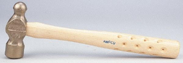Ampco - 1-1/2 Lb Head Bronze Nonsparking Ball Pein Hammer - Hickory Handle - Industrial Tool & Supply