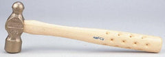 Ampco - 2 Lb Head Bronze Nonsparking Ball Pein Hammer - Hickory Handle - Industrial Tool & Supply