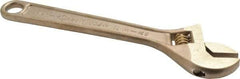 Ampco - 1-1/8" Jaw Capacity, 8" Nonsparking Adjustable Wrench - Aluminum Bronze, Plain Finish - Industrial Tool & Supply