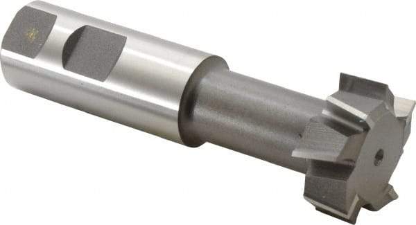 Keo - 1-15/32" Cut Diam, 5/8" Cut Width, 25/32" Neck Diam, 1" Shank Diam, 4-7/16" OAL, High Speed Steel T-Slot Cutter - Uncoated, 3/4" Bolt, Staggered Teeth, 8 Teeth, Weldon Flat - Industrial Tool & Supply