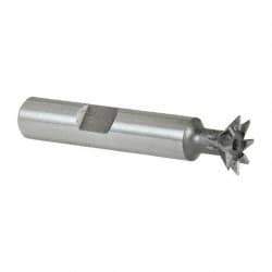 Keo - 1/2" Diam x 1/8" Width of Cut, 45° Included Angle, High Speed Steel Dovetail Cutter - 3/8" Shank Diam, 1-11/16" Shank Length, 2-1/8" Overall Length, Weldon Flat, Uncoated - Industrial Tool & Supply