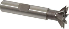 Keo - 3/4" Diam x 3/16" Width of Cut, 45° Included Angle, High Speed Steel Dovetail Cutter - 3/8" Shank Diam, 1-9/16" Shank Length, 2-1/8" Overall Length, Weldon Flat, Uncoated - Industrial Tool & Supply