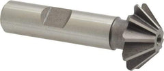 Keo - 1" Diam x 5/16" Width of Cut, 45° Included Angle, Shank Connection, High Speed Steel Single Angle Cutter - 1/2" Shank Diam, 2-1/2" Overall Length, Right Hand Cut, Uncoated - Industrial Tool & Supply