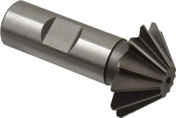 Keo - 1-1/2" Diam x 1/2" Width of Cut, 45° Included Angle, Shank Connection, High Speed Steel Single Angle Cutter - 3/4" Shank Diam, 2-3/4" Overall Length, Right Hand Cut, Uncoated - Industrial Tool & Supply