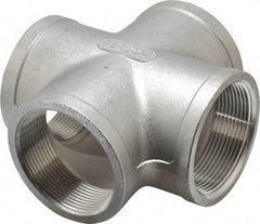 Merit Brass - 2" Grade 304 Stainless Steel Pipe Cross - FNPT End Connections, 150 psi - Industrial Tool & Supply