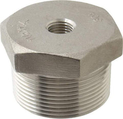 Merit Brass - 1-1/2 x 1/4" Grade 304 Stainless Steel Pipe Hex Bushing - MNPT x FNPT End Connections, 150 psi - Industrial Tool & Supply