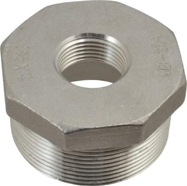 Merit Brass - 2 x 3/4" Grade 304 Stainless Steel Pipe Hex Bushing - MNPT x FNPT End Connections, 150 psi - Industrial Tool & Supply