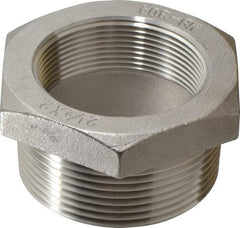 Merit Brass - 2-1/2 x 2" Grade 304 Stainless Steel Pipe Hex Bushing - MNPT x FNPT End Connections, 150 psi - Industrial Tool & Supply