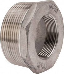 Merit Brass - 3 x 2" Grade 304 Stainless Steel Pipe Hex Bushing - MNPT x FNPT End Connections, 150 psi - Industrial Tool & Supply