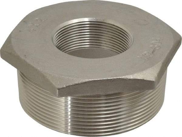 Merit Brass - 4 x 2" Grade 304 Stainless Steel Pipe Hex Bushing - MNPT x FNPT End Connections, 150 psi - Industrial Tool & Supply