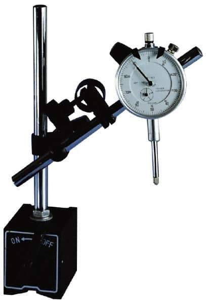 Teclock - 0.001" Graduation, Dial Indicator & Base Kit - 0.001 Inch Graduation, Includes Dial Indicator, Magnetic Base, Point Kit Set - Industrial Tool & Supply
