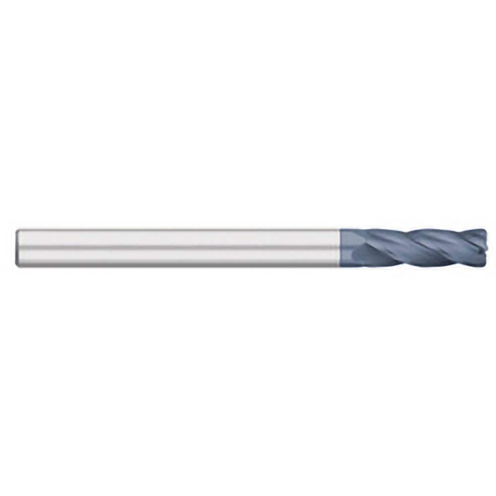 Corner Radius End Mill: 1/4″ Dia, 1-1/2″ LOC, 1/64″ Radius, 4 Flutes, Solid Carbide 6″ OAL, 1/4″ Shank Dia, 30 ° Helix, AlTiN Coated, Corner Radius End, Centercutting