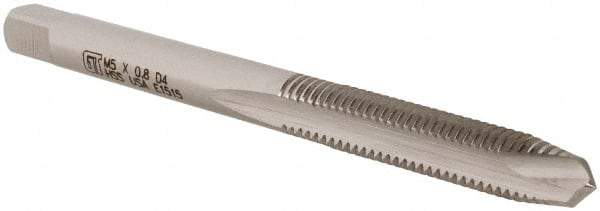 Vermont Tap & Die - M5x0.80 Metric, 2 Flute, Bright Finish, High Speed Steel Spiral Point Tap - Plug Chamfer, Right Hand Thread, 2-3/8" OAL, 7/8" Thread Length, 4.93mm Shank Diam, 6H Class of Fit, Series 3112M - Exact Industrial Supply