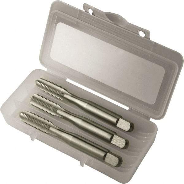 Vermont Tap & Die - #8-32 UNC, 4 Flute, Bottoming, Plug & Taper, Bright Finish, High Speed Steel Tap Set - Right Hand Cut, 2-1/8" OAL, 3/4" Thread Length, 2B Class of Fit, Series 3105 - Industrial Tool & Supply