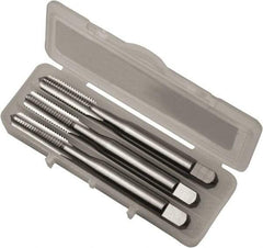 Vermont Tap & Die - #8-32 UNC, 4 Flute, Bottoming, Plug & Taper, Bright Finish, High Speed Steel Tap Set - Left Hand Cut, 53.98mm OAL, 3/4" Thread Length, Series 3105L - Industrial Tool & Supply