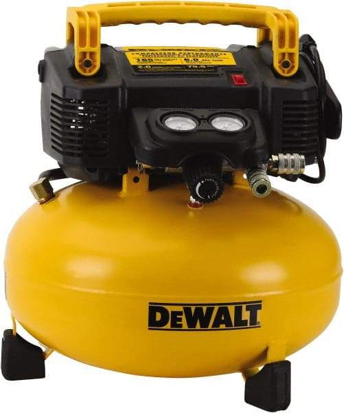 DeWALT - 0.9 hp, 2.6 SCFM at 90 psi, Pancake Compressor - 6 Gal Tank, 10 Amp, 165 psi, 120V (60 Hz) - Industrial Tool & Supply