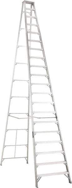 Louisville - 19 Steps, 20' High, Type IA Rating, Aluminum Step Ladder - 300 Lb Capacity, 43-3/4" Base Width - Industrial Tool & Supply