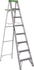 Louisville - 7 Steps, 8' High, Type II Rating, Aluminum Step Ladder - Industrial Tool & Supply