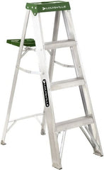 Louisville - 3 Steps, 4' High, Type II Rating, Aluminum Step Ladder - Industrial Tool & Supply
