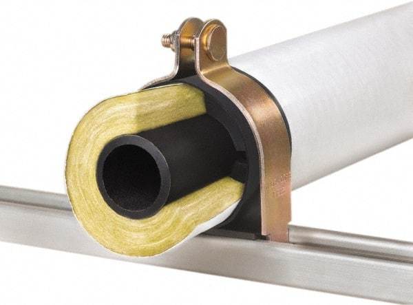 Klo-Shure - 2-1/2" Pipe, Zinc Plated Steel Strut Mount Insulation Coupling - Trivalent Zinc & Yellow - Industrial Tool & Supply