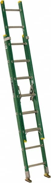 Louisville - 16' High, Type I Rating, Fiberglass Industrial Extension Ladder - Industrial Tool & Supply
