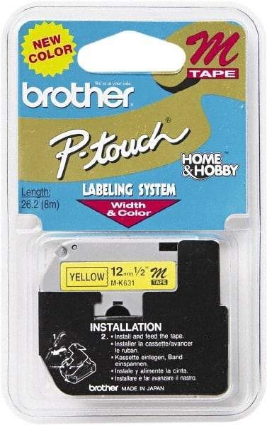 Brother - 1/2" Wide, Yellow Tape Cassette - For Label Maker - Industrial Tool & Supply