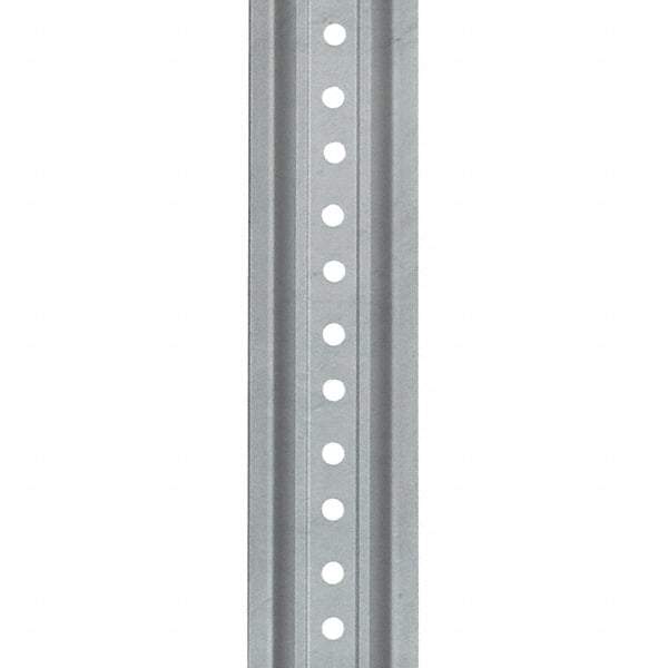 Nucor - 12' High, Galvanized Traffic Sign Post - Steel, 3/8" Hole Diam, Silver - Industrial Tool & Supply