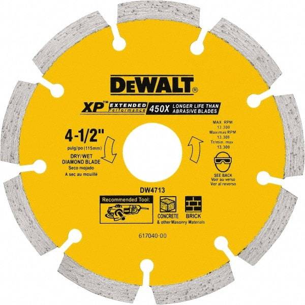 DeWALT - 5" Diam, 7/8" Arbor Hole Diam, 5 Tooth Wet & Dry Cut Saw Blade - Diamond Matrix, General Purpose Action, Standard Round Arbor - Industrial Tool & Supply