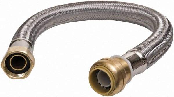 SharkBite - 3/4" Push to Connect Inlet, 3/4" FIP Outlet, Braided Stainless Steel Flexible Connector - Stainless Steel, Use with Water Air Connectors - Industrial Tool & Supply