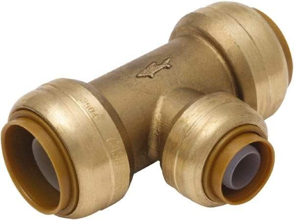 SharkBite - Brass & Chrome Pipe Fittings Type: Reducing Tee Fitting Size: 3/4 x 3/4 x 1/2 - Industrial Tool & Supply