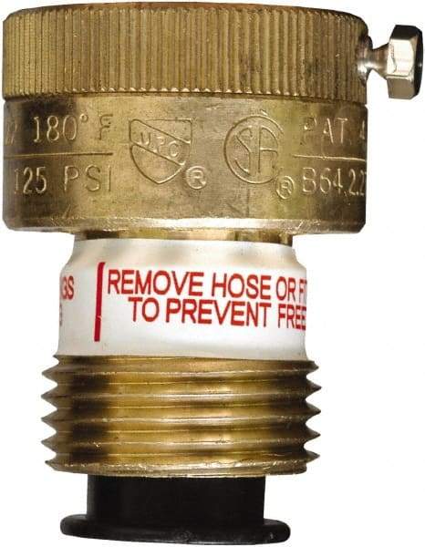 CASH ACME - 3/4" Pipe, 125 Max psi, 2 Color Warning Insulated Brass, Normally Closed Design Vacuum Breaker Valve - Buna-N Seal, Stainless Steel Spring, FNPTF x MNPTF End Connections - Industrial Tool & Supply