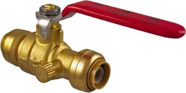 SharkBite - 3/4 x 3/4" Pipe, Standard Port, Brass Standard Ball Valve - Inline - Two Way Flow, Push-to-Connect x Push-to-Connect Ends, Steel Handle, 200 WOG - Industrial Tool & Supply