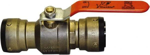SharkBite - 1-1/2" Pipe, Standard Port, Brass Standard Ball Valve - Inline - Two Way Flow, Push-to-Connect x Push-to-Connect Ends, Steel Handle, 200 WOG - Industrial Tool & Supply