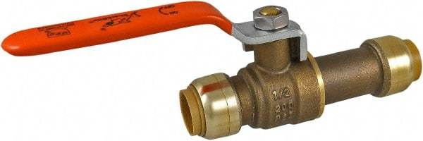 SharkBite - 1/2 x 1/2" Pipe, Standard Port, Brass Standard Ball Valve - Inline - Two Way Flow, Push-to-Connect x Push-to-Connect Ends, Steel Handle, 200 WOG - Industrial Tool & Supply