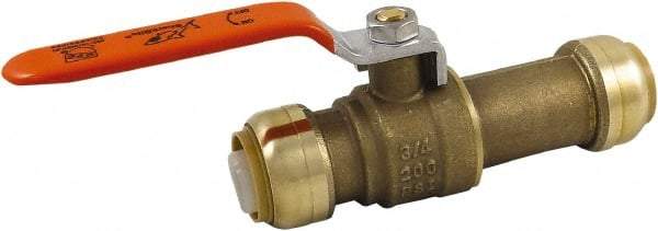 SharkBite - 3/4 x 3/4" Pipe, Standard Port, Brass Standard Ball Valve - Inline - Two Way Flow, Push-to-Connect x Push-to-Connect Ends, Steel Handle, 200 WOG - Industrial Tool & Supply